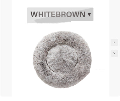 Round Plush Cat Bed - Long Hair Winter Nest