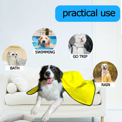 Serviettes pour chiens, serviettes de séchage, serviettes de bain pour chiens et chats, séchage rapide, en microfibre douce, peignoir ultra-absorbant à séchage rapide, pour chiens et chats, jaune