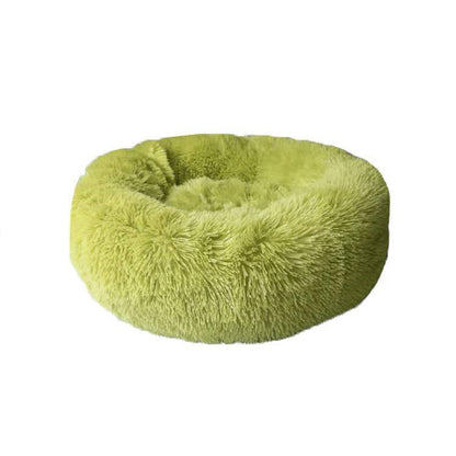 Round Plush Cat Bed - Long Hair Winter Nest