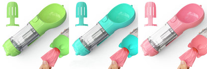 Bouteille d'eau pour animaux, gamelle, sac poubelle de rangement, accessoire de voyage portable pour animaux de compagnie, 3 en 1 : bouteille d'eau pour chien